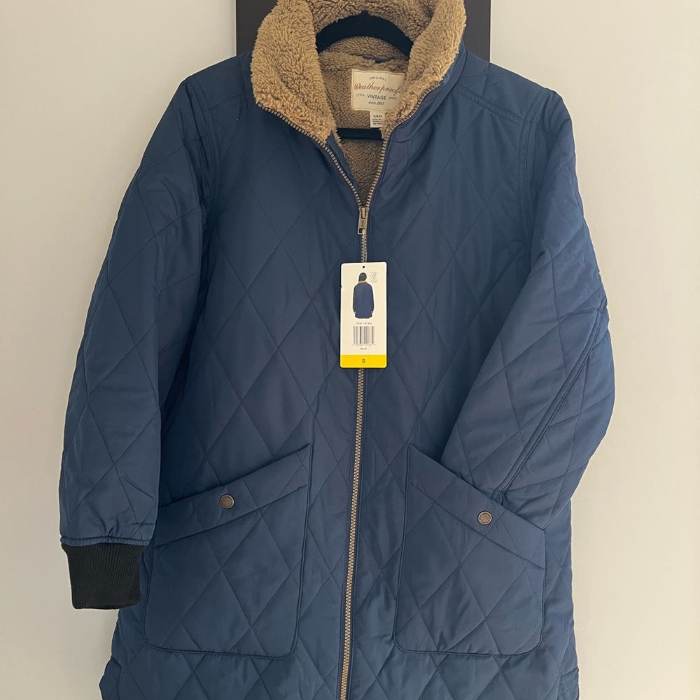 Weatherproof Tan Sherpa-Lined Jacket with Black Trim